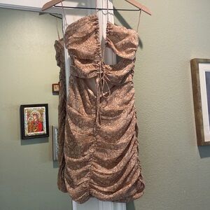 Cotton Candy LA tan and cream dress